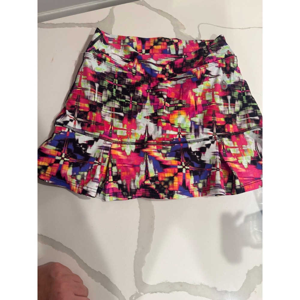 Dona Jo JoJo Skirt Multi Color Abstract Geometric Athletic Tennis Skort Size 2
